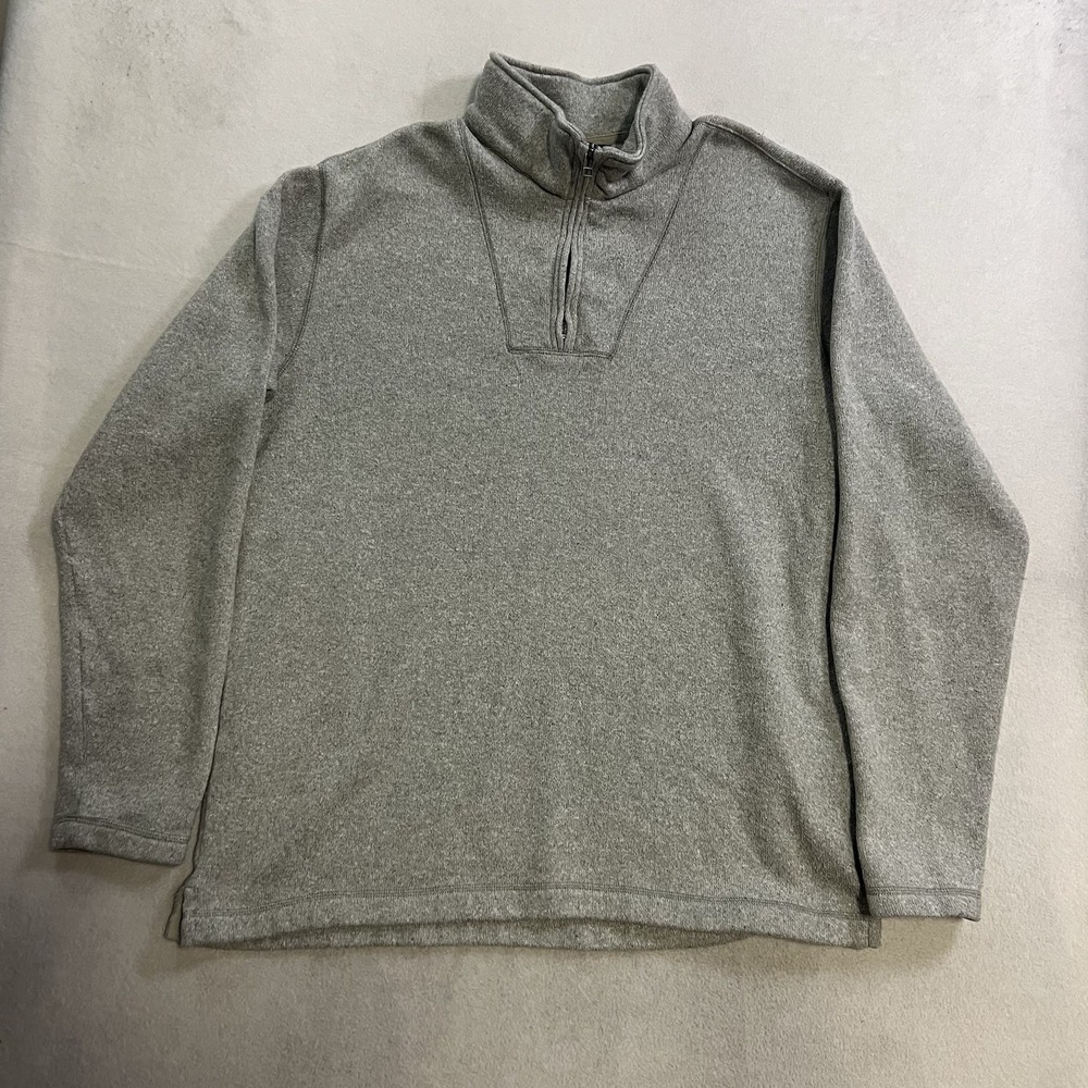 Eddie Bauer Fleece Sweater Men's Size XL Tall Gray 1/4 Quarter Zip Pullover